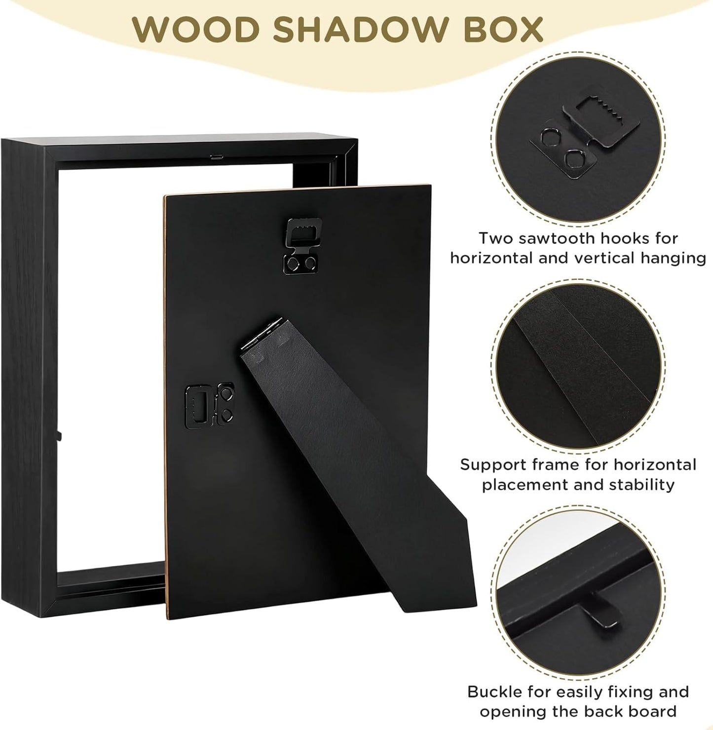 Shadow Box Frame 8x10 - 3 Pack Wood Deep Shadowbox with Glass Shadow Boxes Display Cases Suitable for Photos, Dried Flowers, Handicrafts Picture Frames for Wall (Black)
