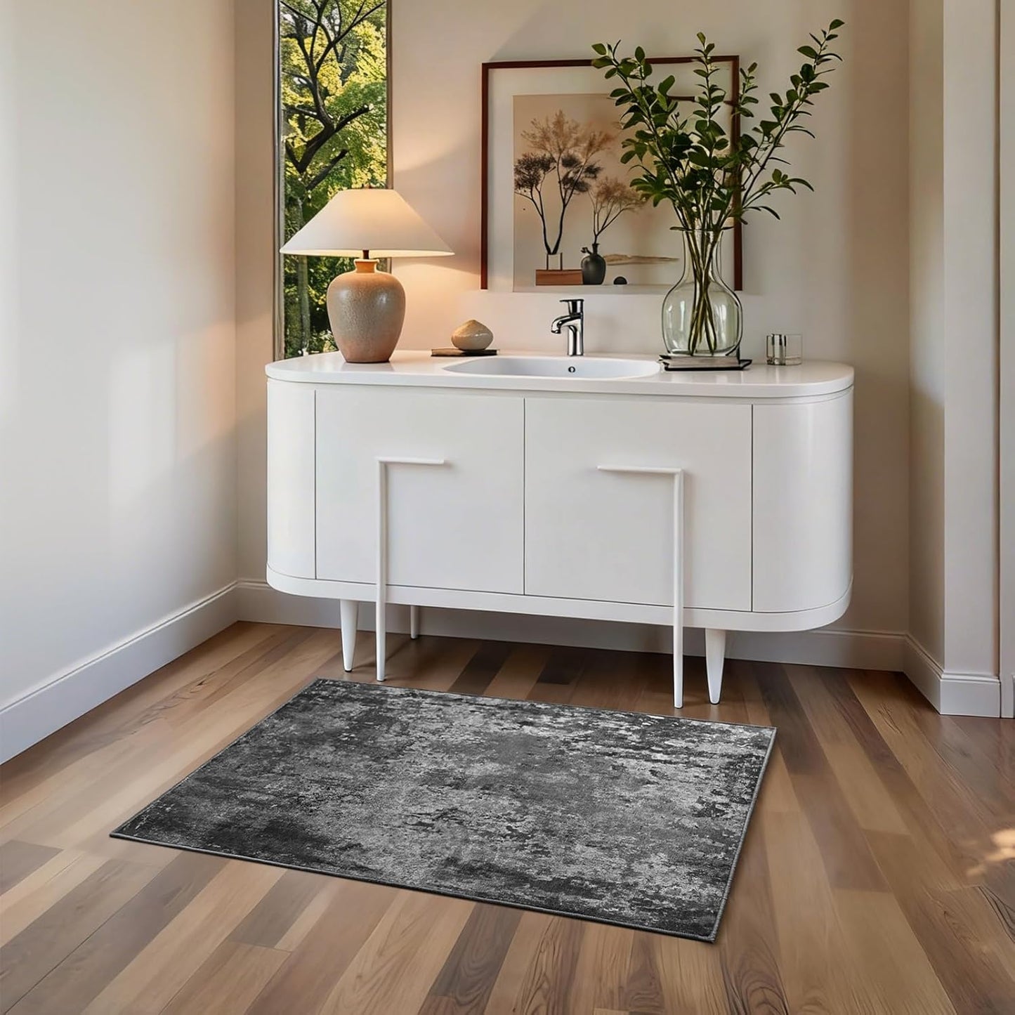 Ompaa 2x6 Rug Runners for Hallways Kitchen Runner Rug Non Slip Washable Grey Long Runner Rugs with Rubber Backing Soft Abstract Carpet Runner for Hallways, Kitchen, Bedroom, Bathroom, Entryway - Colors B