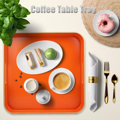 Green Decorative Tray with Handles, Versatile Serving Tray for Coffee Table, Ottoman, Ideal for Serving, Displaying, Organizing, 15.7"*10.2"*1.57"