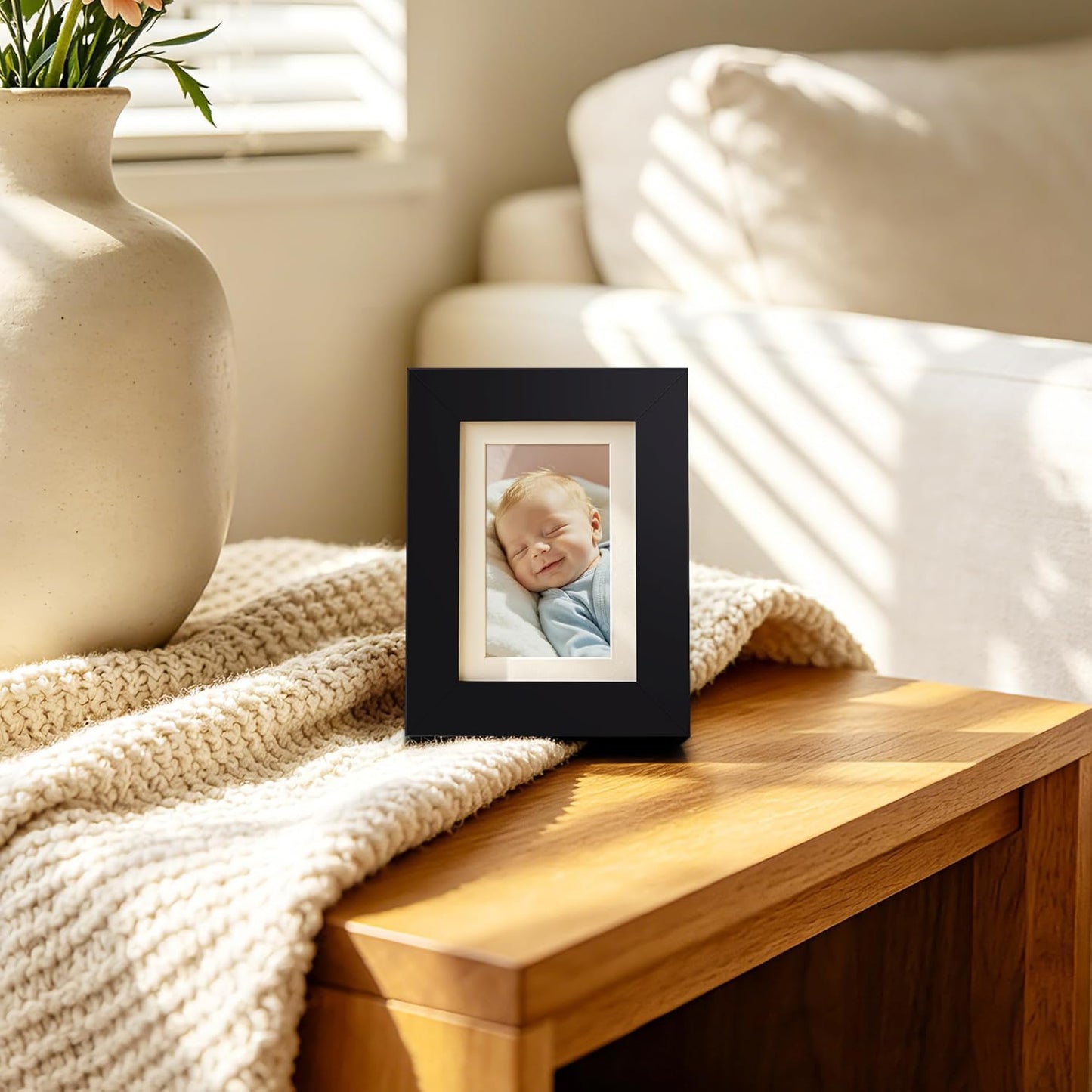 upsimples 8x10 Picture Frame, Display Pictures 5x7 with Mat or 8x10 Without Mat, Wall Hanging Photo Frame, Black, 1 Pack - Colors A
