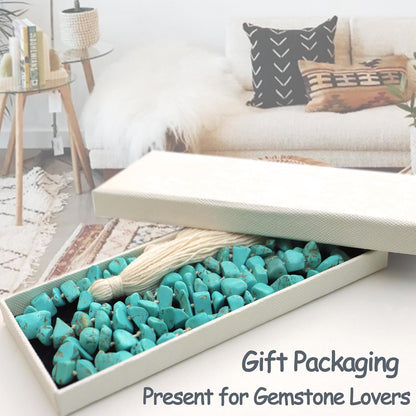 Gemstone Bead Garland with Tassel,31inch Farmhouse Rustic Country Table Decor Prayer Healing Beads Boho Wall Shelf Hanging Decoration (Turquoise Ball)