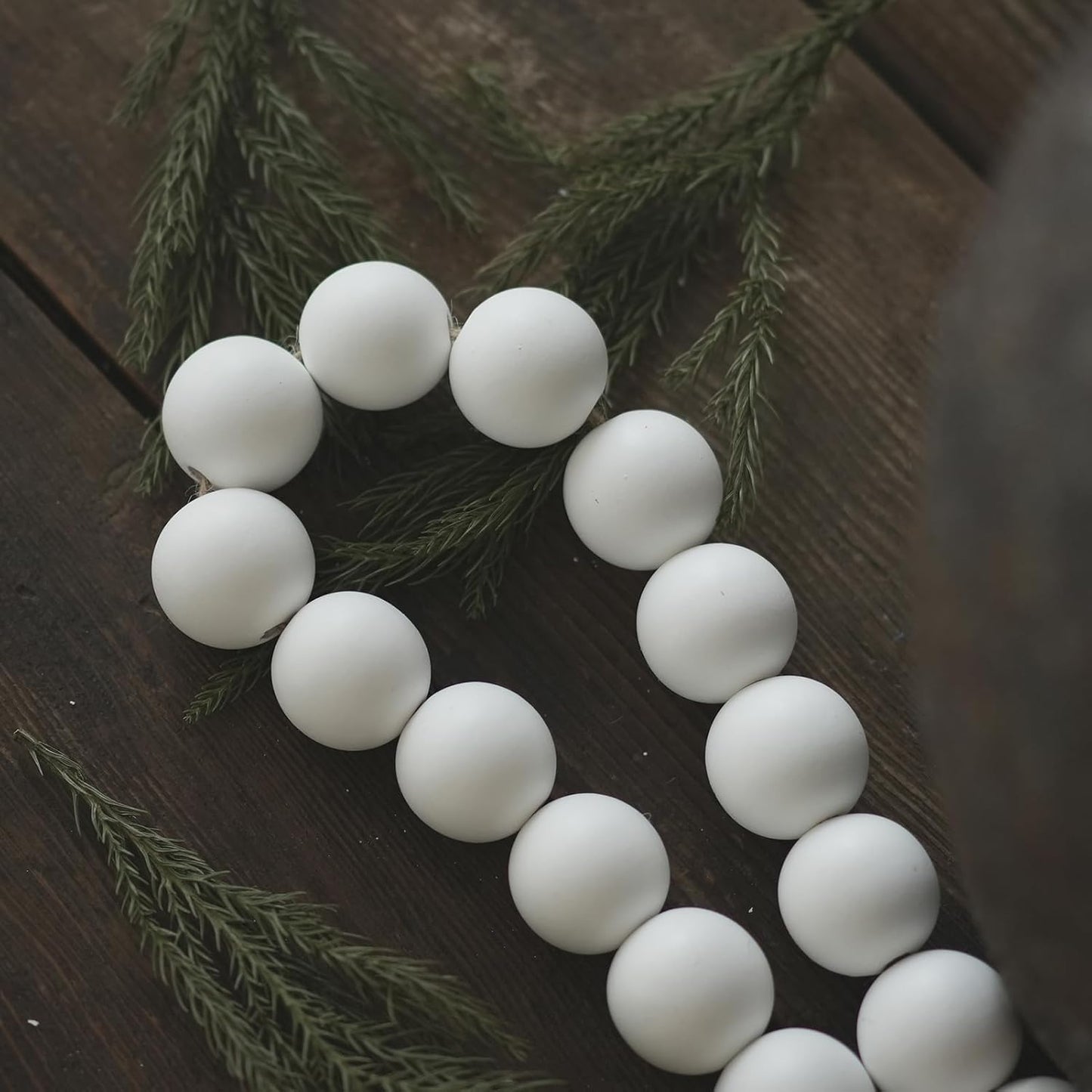 Extra Large Wood Bead Garland with 1.4" Diameter Wood Beads, Wooden Beads Garland with Tassels, Decorative Beads Home Decor, Farmhouse Beads Decor (Natural, 50 Inches)