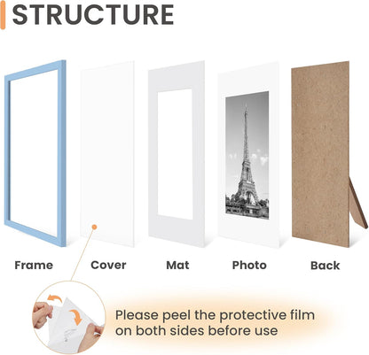upsimples 11x14 Picture Frame Set of 5, Display Pictures 8x10 with Mat or 11x14 Without Mat, Wall Gallery Photo Frames, Black