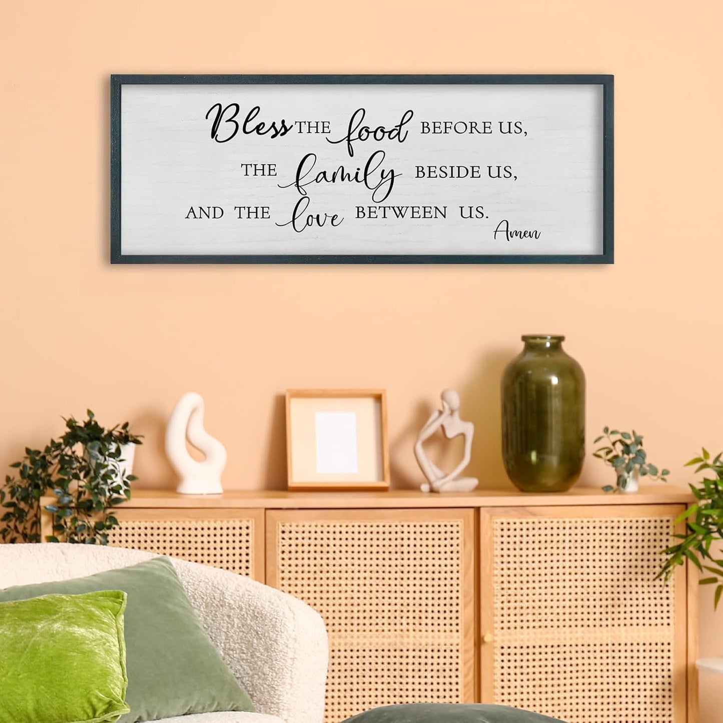 FZMHASLWW Gather Sign Wall Decor 32"×12" Large Wooden Framed for Dining Room Simple Home Kitchen Hanging Art (Wood)
