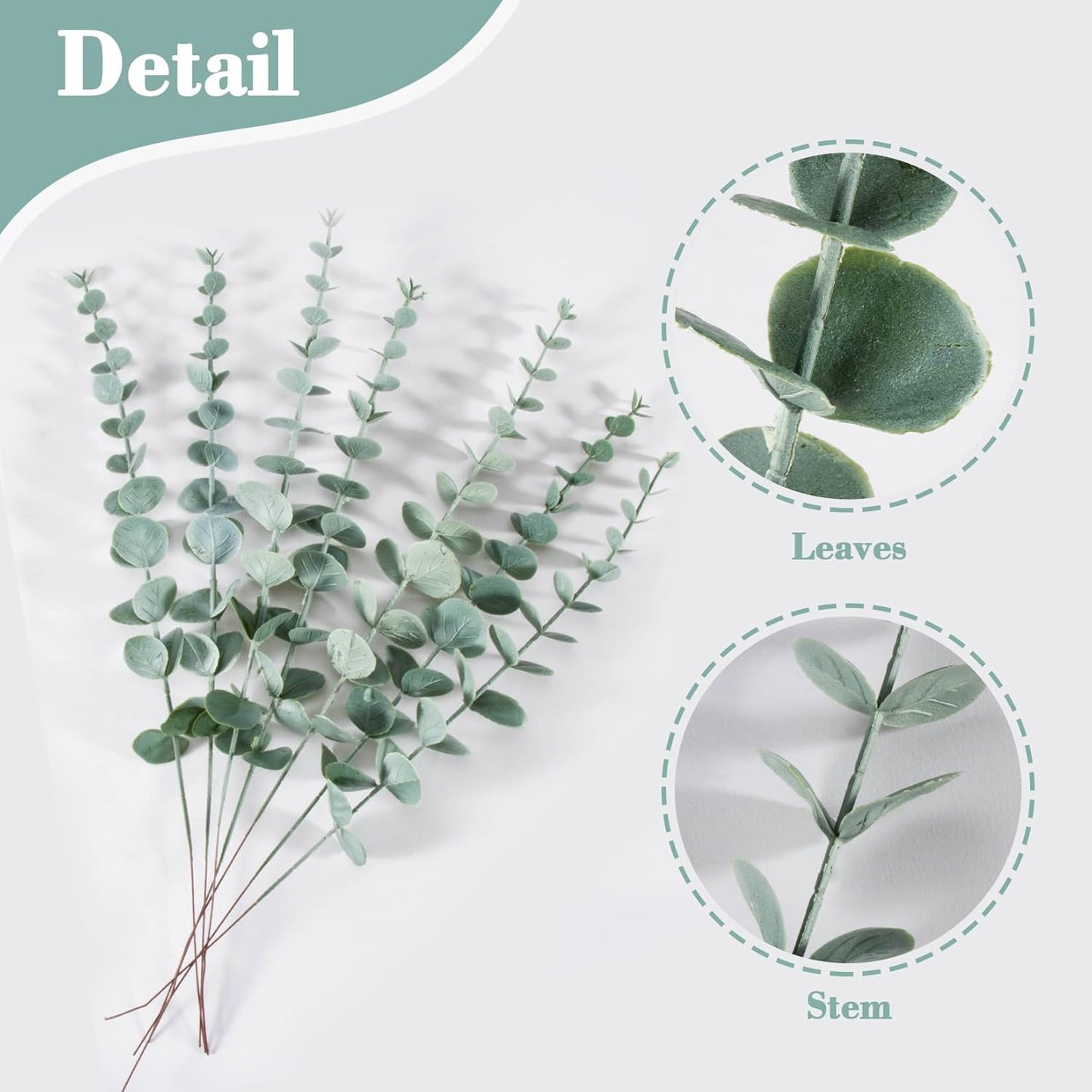 Sukh 24pcs Artificial Eucalyptus Stems - Faux Eucalyptus Branches Decor Fake Eucalyptus Plant hojas de eucalipto artificiales para decoracion Eucalyptus Bouquet Sprigs Leaves Flowers Greenery Wedding