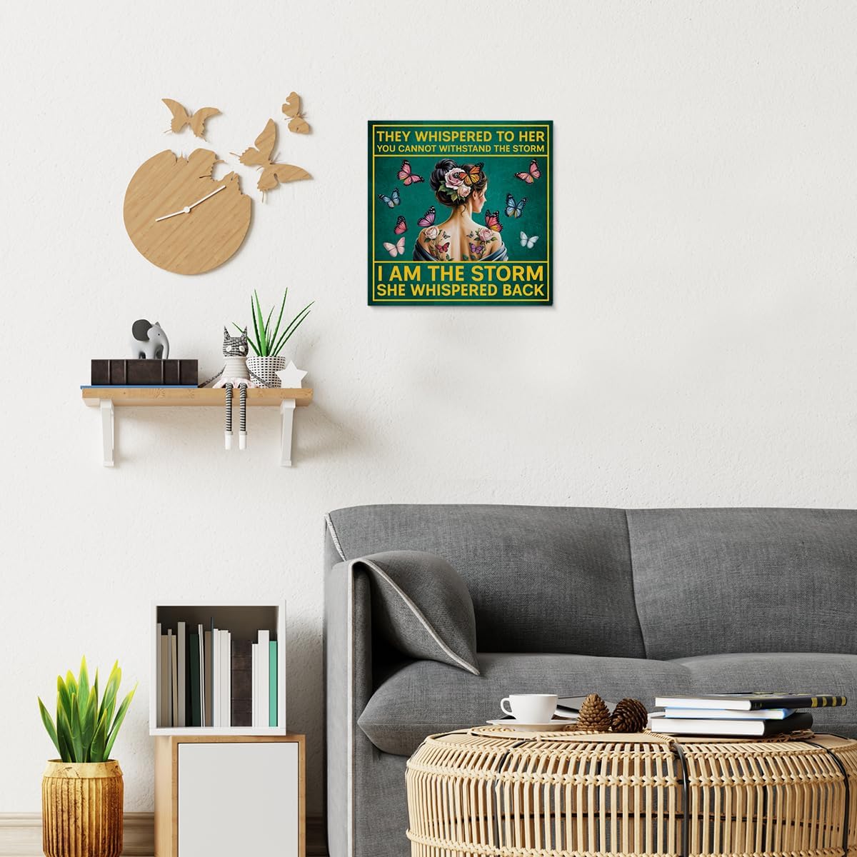 Inspirational Farmhouse Canvas Print Wall Art Decor One Small Positive Thought in the Morning Can Change Your Whole Day Sign Painting Plaque Rustic Home Decoration (8 X 8 Inches, Framed)