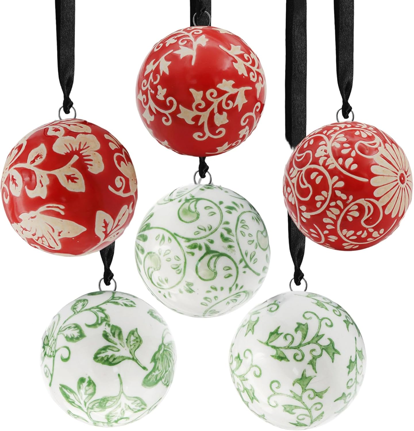 6 Pcs Decorative Blue Balls Chinoiserie Blue and White Ceramic Balls for Centerpiece Bowls Farmhouse Basket Tray Vases Decoration Gifts for Dining Table Holiday(A)