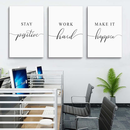 Inspirational Canvas Painting Wall Art -EPHANY ART,Mindset Quotes Prints, Success Framed Entrepreneur Poster Positive Quotes Wall Poster for Home Office Workplace (M-3pcs,12x16inchx3pcs)