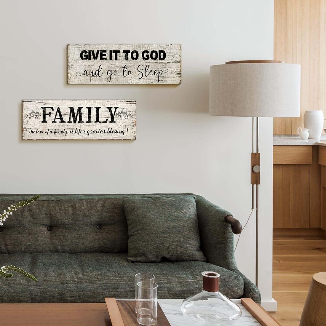Quotes Wall Decor Enjoy the Little Things Sign Family Wall Signs Canvas Prints Rustic Wooden Wall Art Wood Pictures for Living Room Bedroom Office Home Decor, 6 X 17 Inch Framed