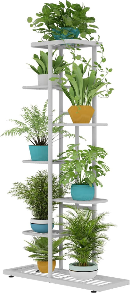 LINZINAR Plant Stand Indoor Outdoor Corner 4 Tier Metal Plant Shelf Patio Plant Rack for Garden Corner Balcony Living Room