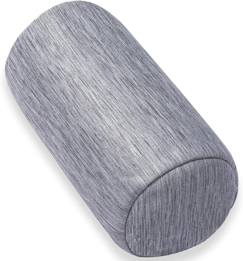 1 MIDDLE ONE Round Cylinder Bolster Pillow with Removable Velvet Cover, Tube Roll Cervical Pillow for Head, Neck, Back and Legs Support, 13" x 6", Grey