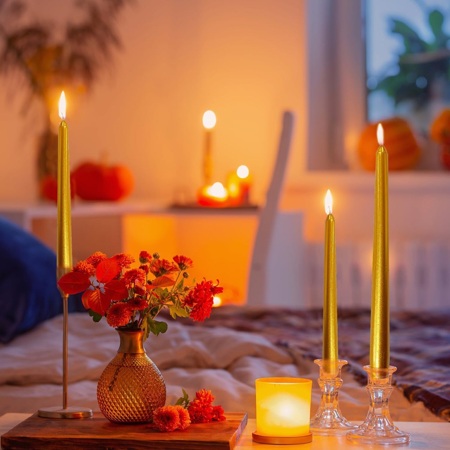4 Pack White Taper Candles丨Taper Candles 10 Inch Dripless丨Unscented & Smokeless Candlesticks Bulk丨7-8 Hours Long Burning Tall Candles丨Ideal for Christmas Weddings Parties Dinner