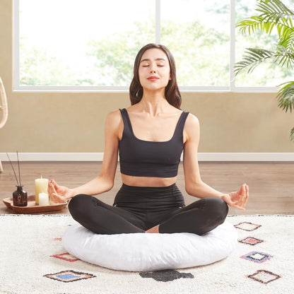 Codi Large Meditation Cushions – Round Floor Pillows for Adults with Removable Washable Cover, Soft and Supportive Floor Cushion for Yoga, Seating and Dog Bed, 32 inch - Grey