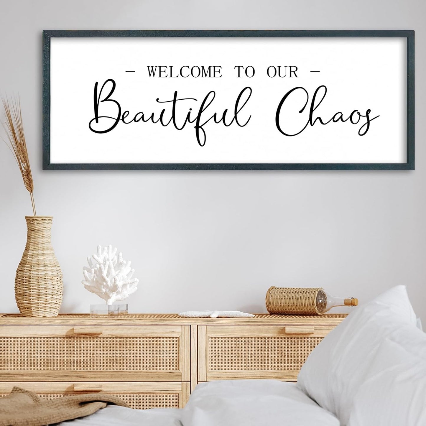 FZMHASLWW Gather Sign Wall Decor 32"×12" Large Wooden Framed for Dining Room Simple Home Kitchen Hanging Art (Wood)