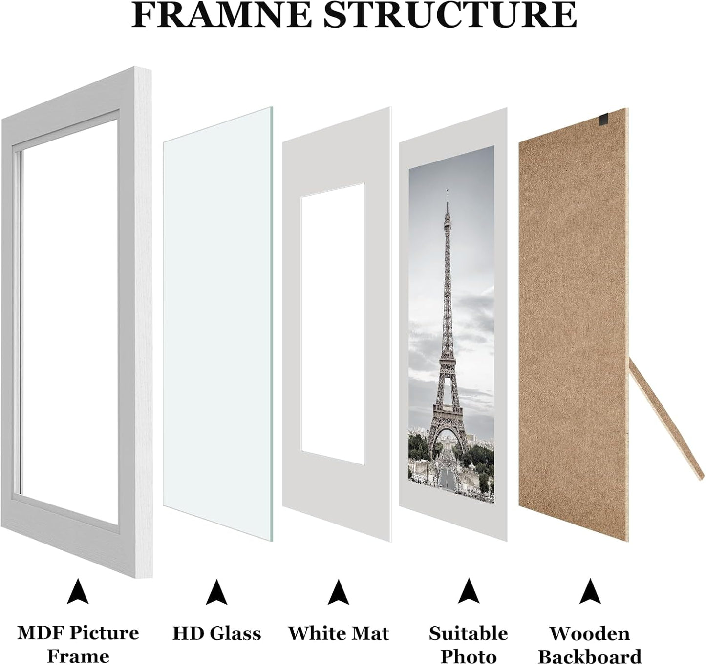 Povrgive Picture Frames, Made of Real Glass and Wooden Frame, Gallery Photo Frames Set of 10 for Collage Wall Decor, Multi Sizes Including 8x10, 5x7, 4x6 for Mounting or Tabletop Display, Wood