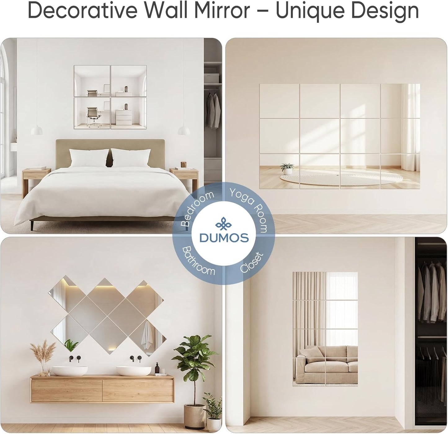 DUMOS Wall Mirror 16" x 32", Set of 2 Rectangle Window Pane Decorative Mirrors, Metal Framed Wall Mounted Mirror for Bathroom, Bedroom, Entryway