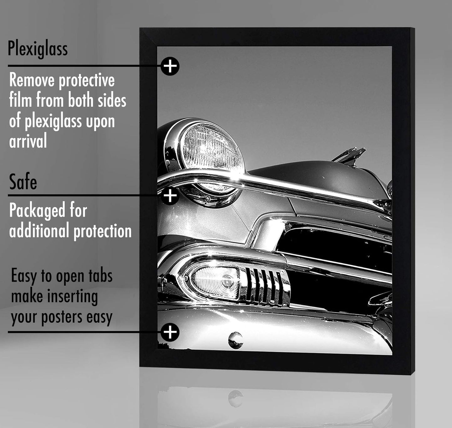 Americanflat 16x20 Picture Frame with Polished Plexiglass - Black Picture Frame - Wide Photo Frames Made of Engineered Wood for Vertical or Horizontal Wall Display - Epic Collection - Black - Colors B