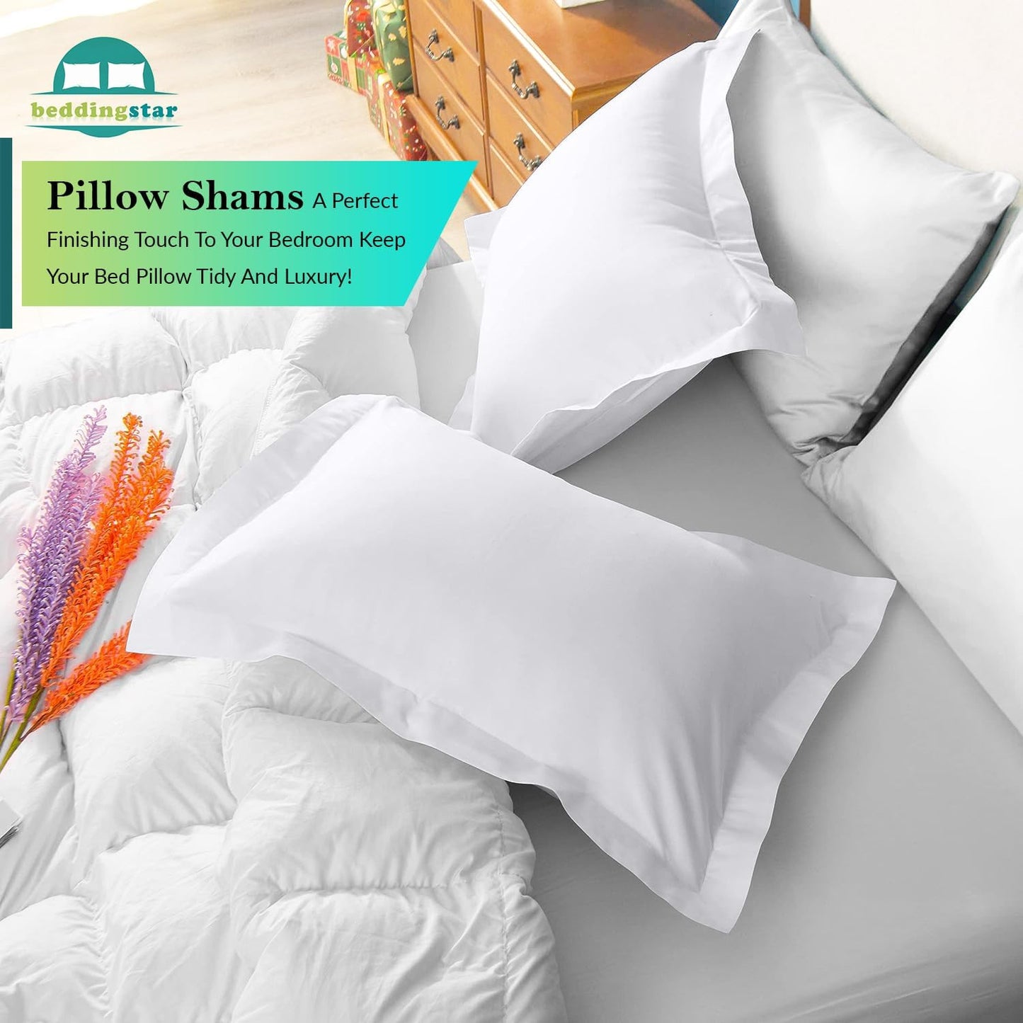 Euro Sham Covers 26x26 Set of 2 White 600 Thread Count 100% Egyptian Cotton Pack of 2 Euro 26x26 Pillow Covers Cushion Cover Cases Soft Skin Friendly European Size Decorative Square Pillow Shams