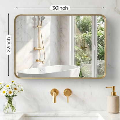 OLIXIS Arched Bathroom Mirror for Over Sink, 34x32 Inch Wall Mirror Arched Rounded Rectangle, Modern Wall Mount Vanity Mirror with Matte Metal Deep Framed, for Home Decor, Living Room, Black