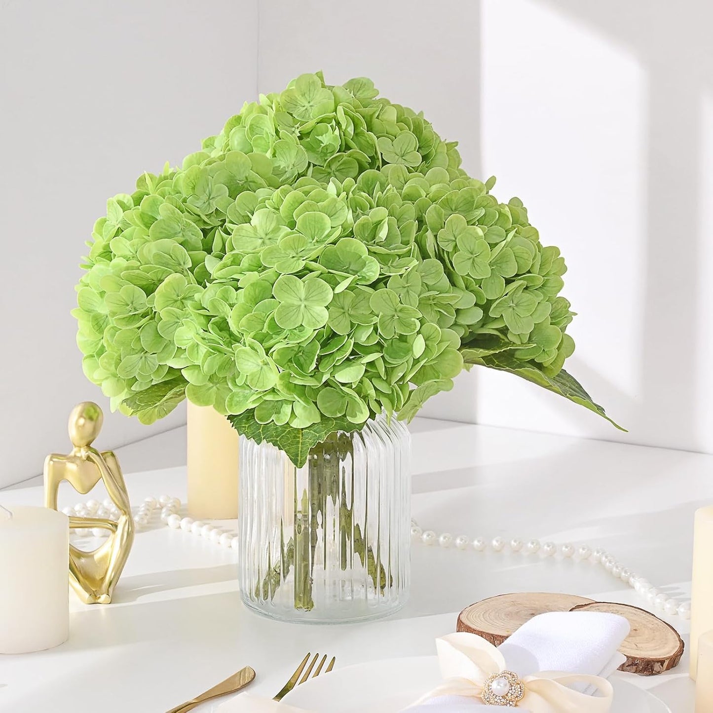 MARTINE MALL 3Pcs 21in Hydrangea Artificial Flowers, Latex Real Touch Hydrangeas Lifelike Large Hydrangea Flowers for Home Decor Party Arrangements Wedding Bouquets Centerpieces (Blue)
