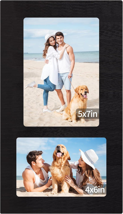 YESKAY 4x6 Picture Frame Collage for Wall Decor, Multiple Photo Collage Frames with Tempered Glass, 7-Opening for 4 x 6 Picture Frames, Rustic Brown, 1 Pack