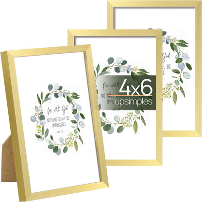 upsimples 5x7 Picture Frame Set of 3, Made of High Definition Glass for 5 x 7 Black Frames, Wall and Tabletop Display Thin Border Photo Frame for Home Décor