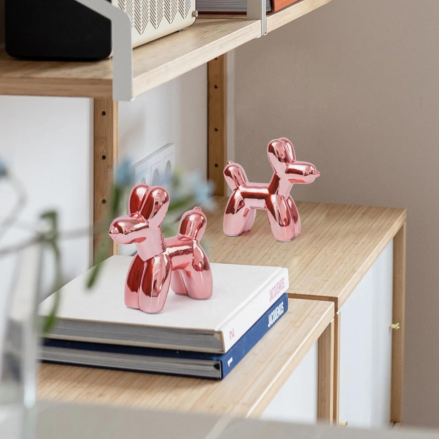 Notakia Cute Ceramics Balloon Dog Statue Crafts Gold Living Room Desktop Decorations,Handmade Modern Small Ceramic Animal Statue Ornament Gold Home Decor Accents