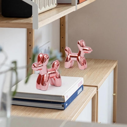 Notakia Cute Ceramics Balloon Dog Statue Crafts Gold Living Room Desktop Decorations,Handmade Modern Small Ceramic Animal Statue Ornament Gold Home Decor Accents