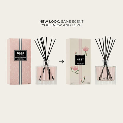 NEST New York Reed Diffuser, Himalayan Salt & Rosewater - The Wellness Collection - 5.9 fl oz - Fragrance for Up to 90 Days - Reusable, Refillable Glass Holder - Includes 8 All-Natural Reed Sticks