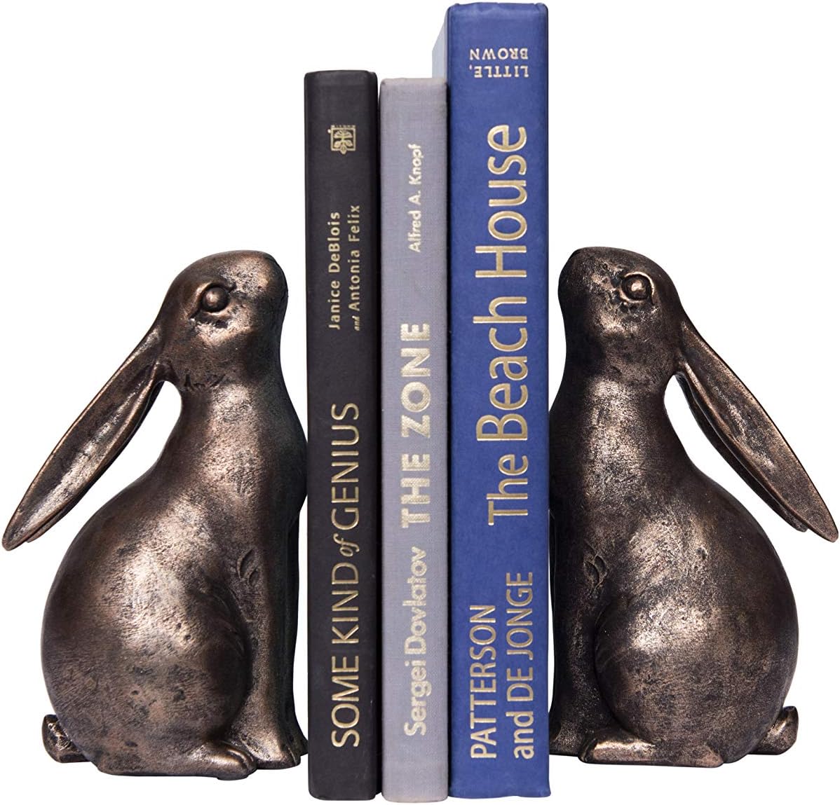 Creative Co-Op Decorative Resin Rabbit Bookends, Bronze, Set of 2