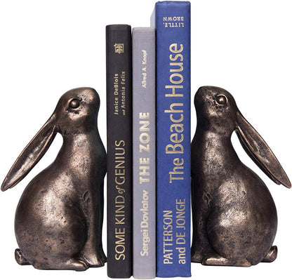 Creative Co-Op Decorative Resin Rabbit Bookends, Bronze, Set of 2