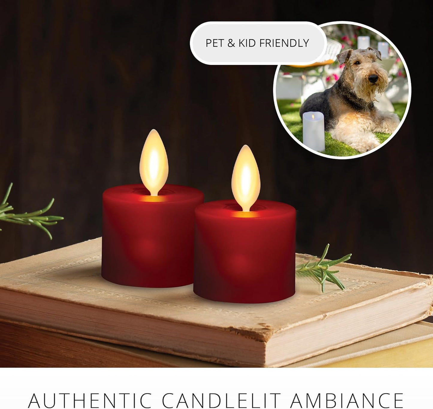 Luminara Flickering Flameless Pearl Ivory Tealights - Warm LED Light Flame Votives - Battery Operated Decor for Dining Room Table Centerpieces, Fireplace Mantel, Dinner Party, Reception - Set of 4