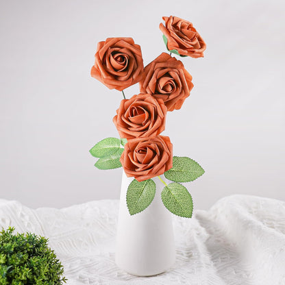 AmyHomie Artificial Flowers Dark Red Rose 25pcs Real Looking Fake Roses w/Stem for DIY Wedding Bouquets Centerpieces Arrangements Party Baby Shower Mothers Day Christmas Tree Decorations