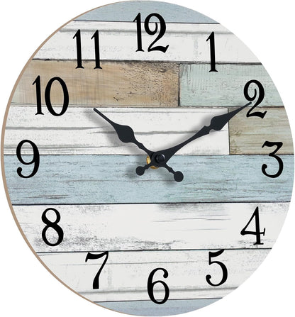 KECYET Wall Clock Battery Operated 8 Inch Silent Non Ticking Coastal Design Country Rustic Retro Decorative for Bathroom Kitchen Living Room Bedroom