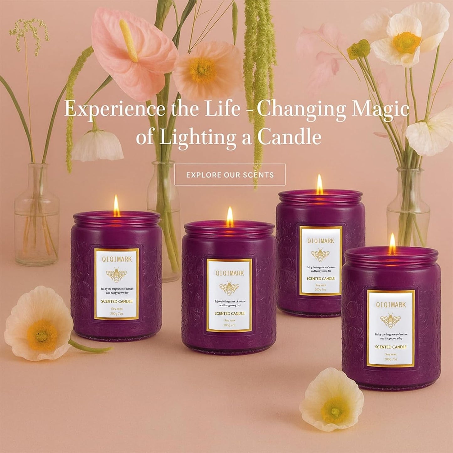 Mother’s Day Candles Gift Set for Mom, Natural Soy Wax Scented Jar Candles 6-Pack, Aromatherapy Candles for Home, 42oz 300 Hours Long Lasting, Gifts for Women