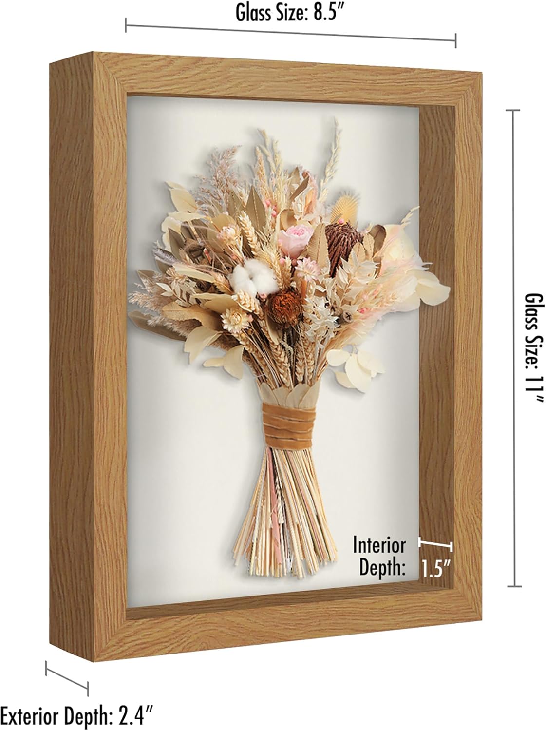 Americanflat 12x16 Shadow Box Frame with Polished Plexiglass - Silhouette Collection - Large Shadow Box Display Case for Tabletop and Wall Display - Black with Soft Felt Back