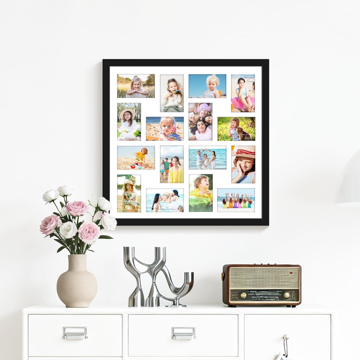 DUENPY 14x26 Collage Picture Frame 4x6 Collage Picture Frame Displays Twelve 4x6 inch Photos Available Horizontal Wall Mounting Display and Vertical Black - Colors B