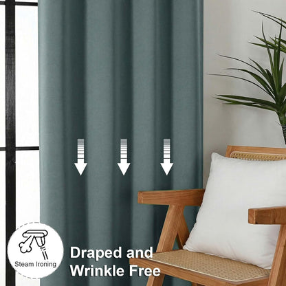 Simplebrand Ava Sage Green Blackout Curtains for Bedroom 63 Inch Length 2 Panels Set, Solid Thermal Insulated Energy Saving Rod Pocket Window Treatment Curtains Blackout Drapes, W40 x L63 Inch, Sage - Colors B