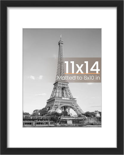 upsimples 8x10 Picture Frame, Display Pictures 5x7 with Mat or 8x10 Without Mat, Wall Hanging Photo Frame, Black, 1 Pack - Colors A