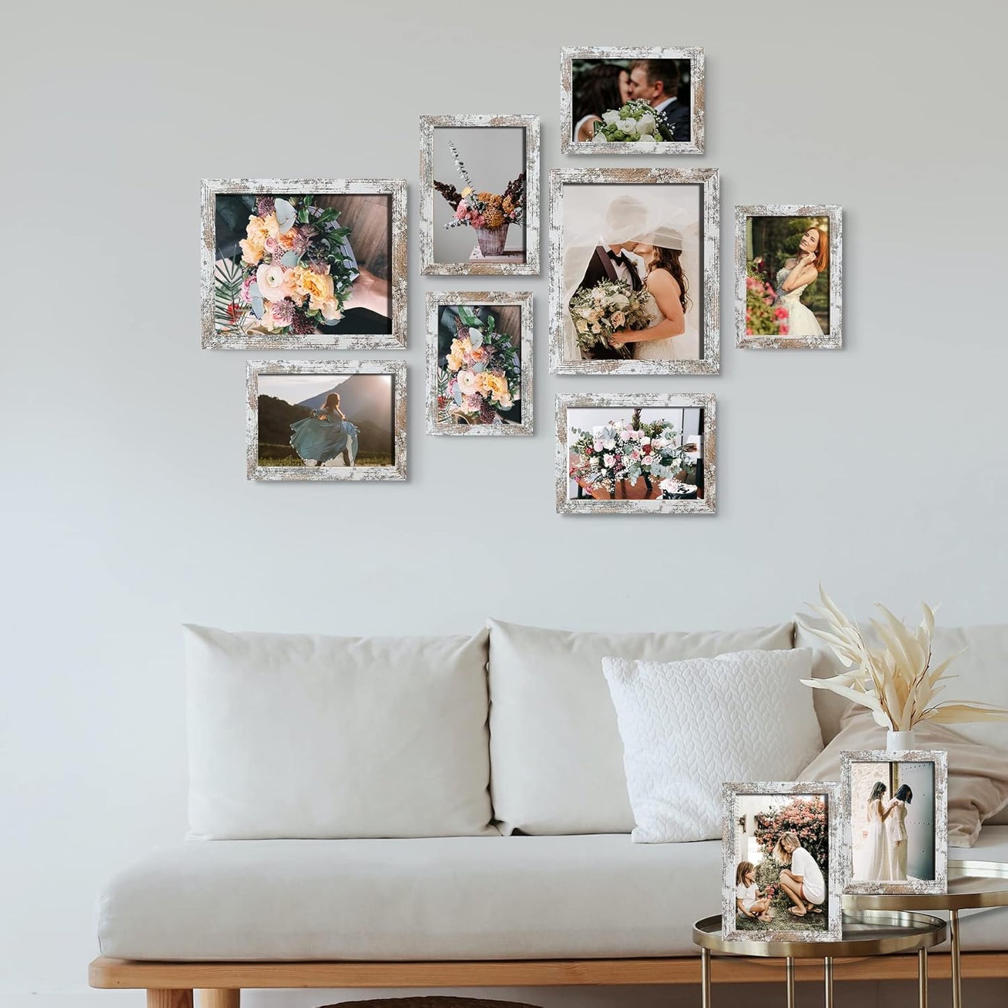 LUCKYLIFE Picture Frames Collage Wall Decor 10-Pack, Gallery Wall Frame Set with 8x10 5x7 4x6 Frames in 3 Different Finishes