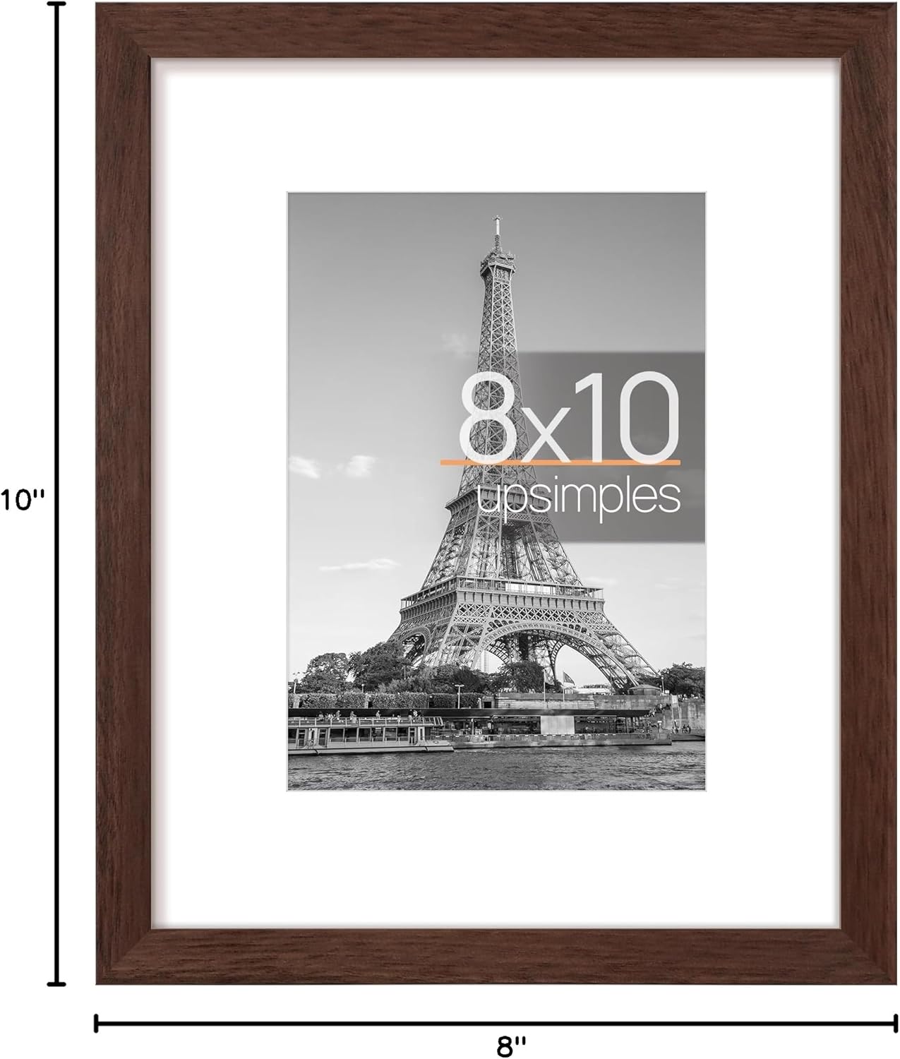 upsimples 8x10 Picture Frame, Display Pictures 5x7 with Mat or 8x10 Without Mat, Wall Hanging Photo Frame, Black, 1 Pack - Colors B