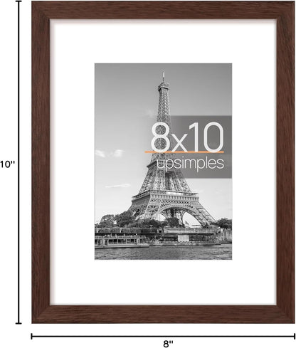 upsimples 8x10 Picture Frame, Display Pictures 5x7 with Mat or 8x10 Without Mat, Wall Hanging Photo Frame, Black, 1 Pack - Colors B