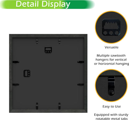 FrameWorks 11” x 14” Dark Oak Wooden Shadow Box Frame – Display Case with Soft Felt Back, Memory Box with Tempered Glass, Display Box with Elegant White Ball Push Pins, Wooden Flower Box