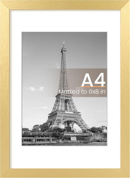 upsimples 8x10 Picture Frame, Display Pictures 5x7 with Mat or 8x10 Without Mat, Wall Hanging Photo Frame, Black, 1 Pack - Colors A