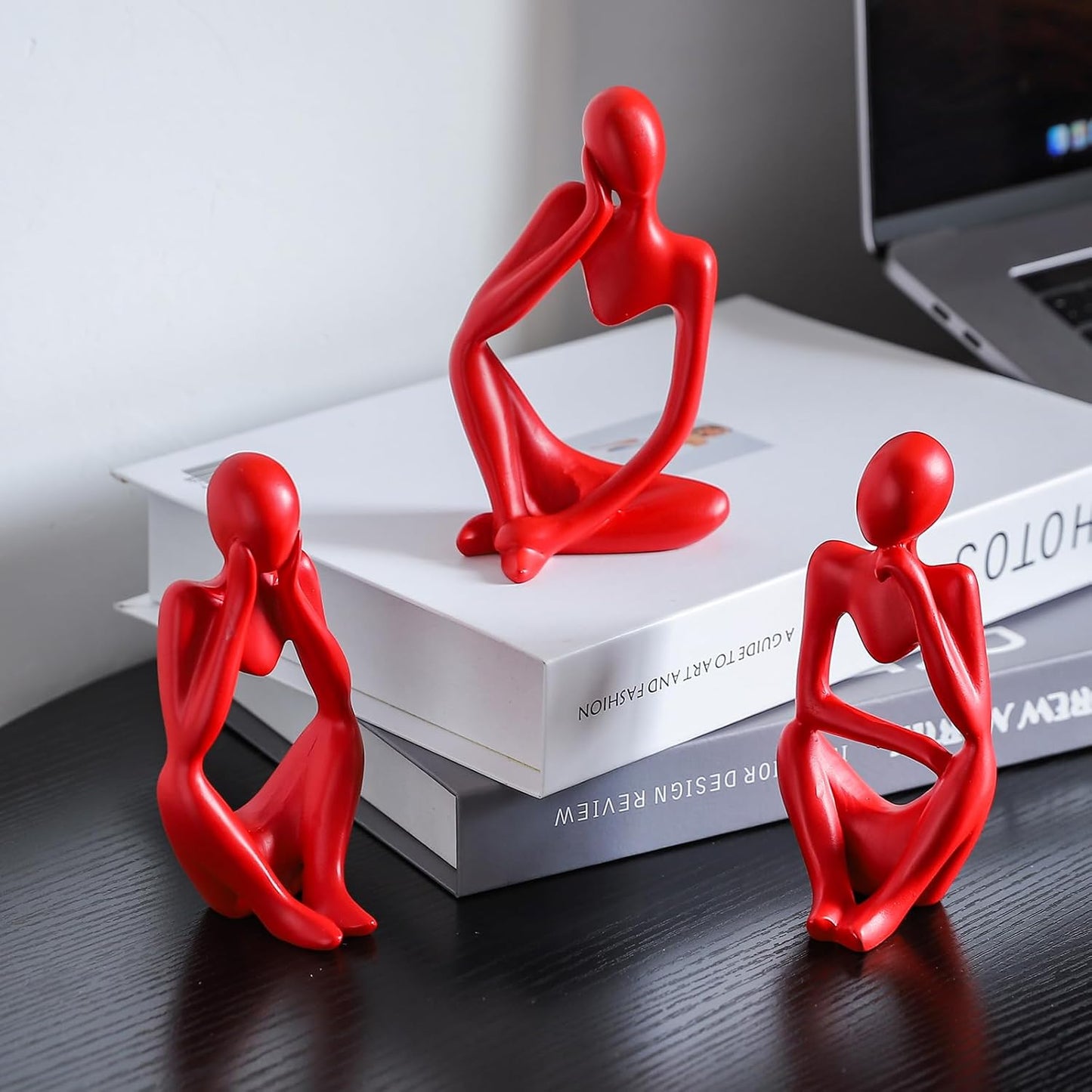 BrownLove 3pcs Decor White Thinker Statue Abstract Art Sculpture，Resin Collectible Figurines for Home Living Room Office Shelf Decoration