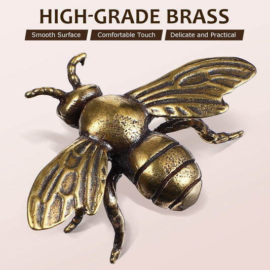 Veemoon 2pcs Gold Bee Figurines Brass Animal Insects Figurines Statue Feng Shui Sculpture Toys Gold Desk Home Indoor Decorative Collectible or Elders