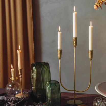 5-Candle Cast Iron Metal Candelabra Candlestick Holders 15 inch Tall Candle Holder Wedding Event Candelabra Candle Stand Brass Gold