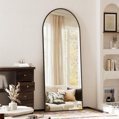 XRAMFY 56"x21" Arched Full Length Mirror Floor Mirrors with Aluminum Alloy Frame Free-Standing Wall Mounted Floor Mirrors or Large Dressing Mirror, Black Mirror Full Length