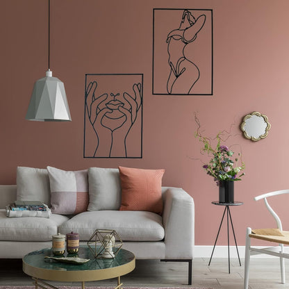 Glamativity 4 Pack Gold Wall Art Decor, Minimalist Single Line Real Metal Wall Art, Woman's Body Shape Abstract Wall Art (Gold Classic Style, 17 x 11.8'')
