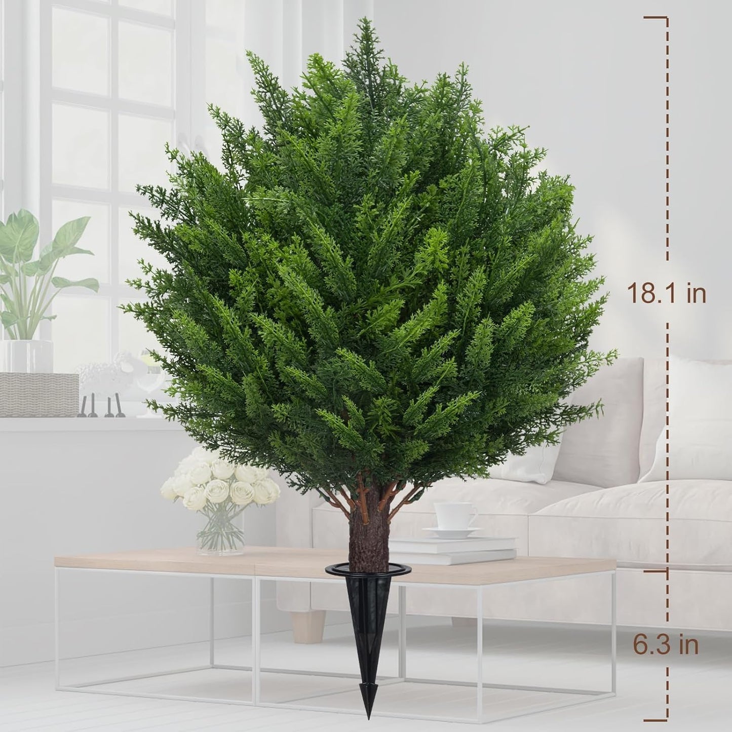 AOKIIE 6FT Artificial Topiary Cedar Plants Outdoor, Faux Pine Trees UV Resistant and Potted, 72 Inch Tall Fake Shrubs Evergreen for Front Porch Decor Set of 2